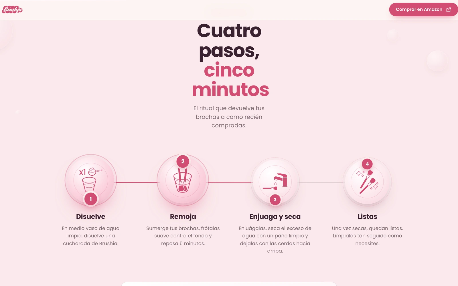 La sección de los cuatro pasos con sus iconos propios enlazados