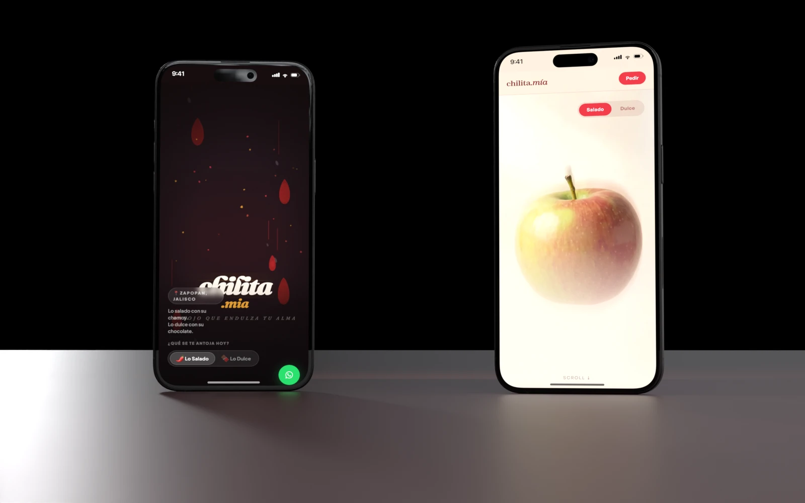 El sitio anterior de Chilita junto al nuevo, los dos en un teléfono