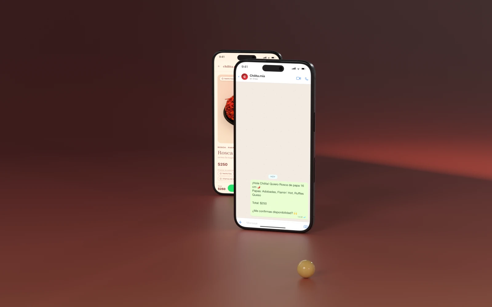 La ficha de la rosca de papa y, al lado, el mensaje de WhatsApp que genera